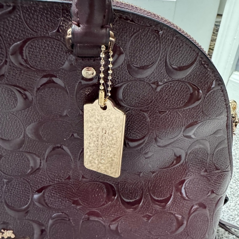 EUC Coach Sierra Satchel Oxblood Signature Debossed Patent Leather Burgundy - Picture 4 of 13